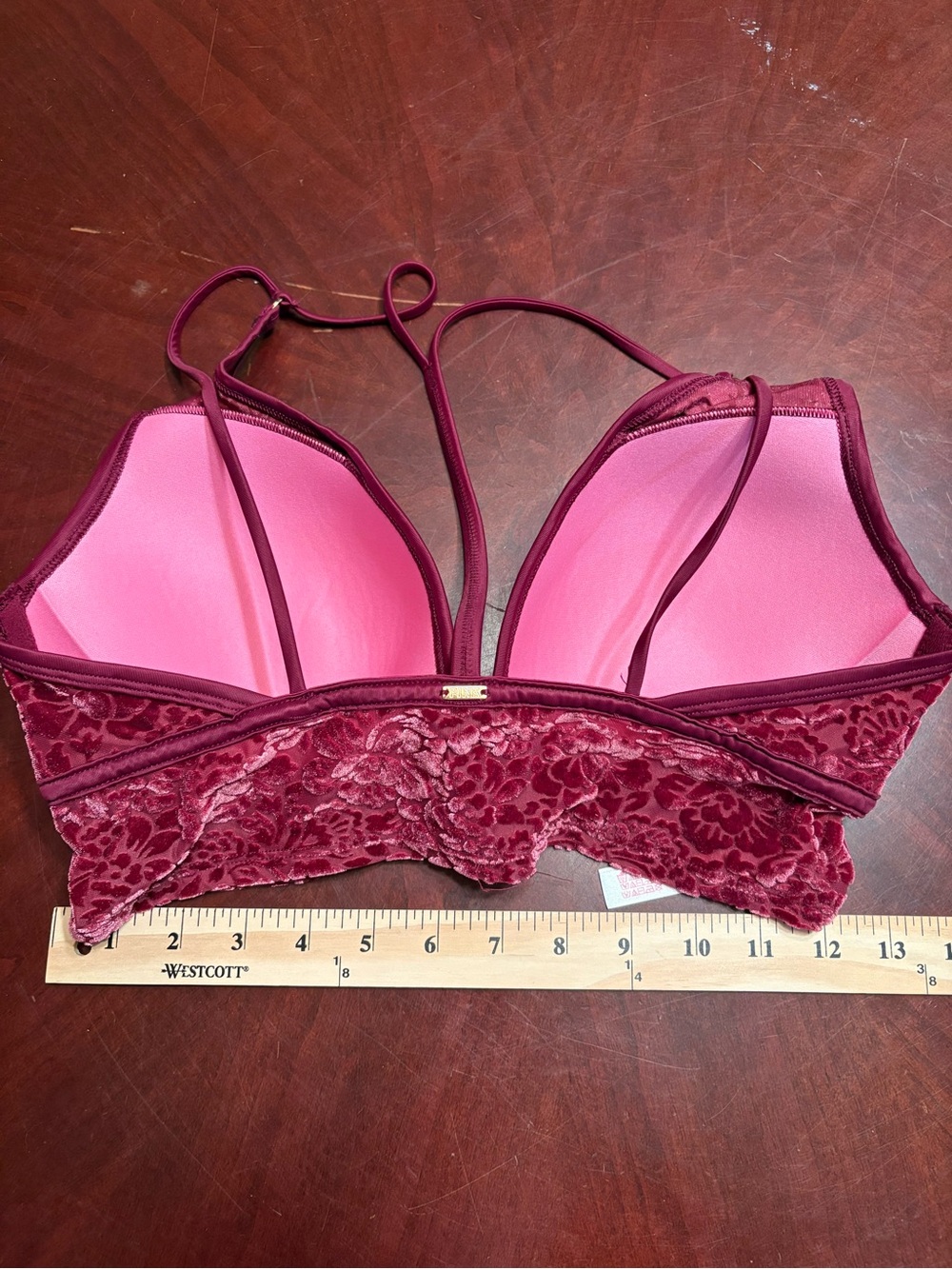 PINK Victoria's Secret Velvet Floral Bralette - Raspberry - Picture 3 of 7